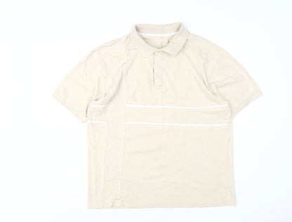 Easy Men's Beige L Polo Shirt Short Sleeve Cotton