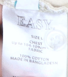 Easy Men's Beige L Polo Shirt Short Sleeve Cotton