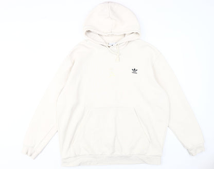 Adidas Men's Beige 2XL Pullover Hoodie with Logo