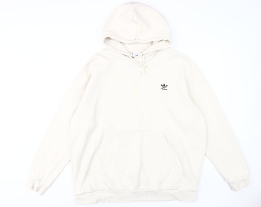 Adidas Men's Beige 2XL Pullover Hoodie with Logo