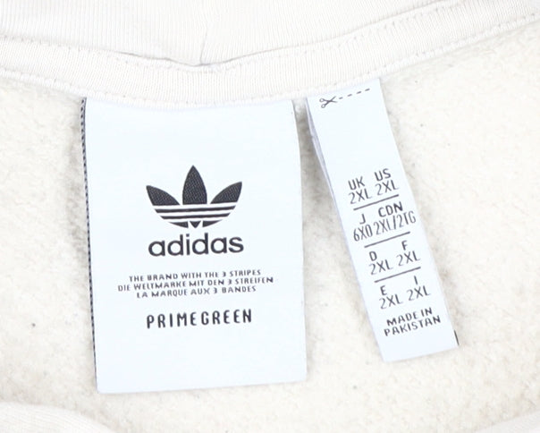 Adidas Men's Beige 2XL Pullover Hoodie with Logo