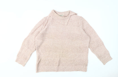 Damart Women's Beige Collared Pullover Jumper L