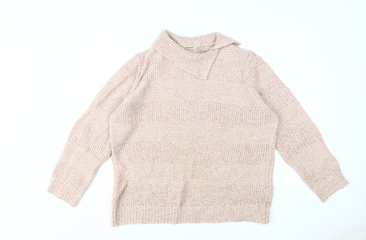 Damart Women's Beige Collared Pullover Jumper L