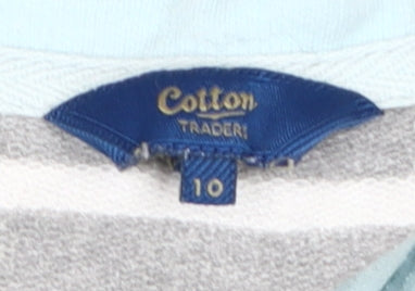 Cotton Traders Women's Striped Pullover Sweatshirt Size 10