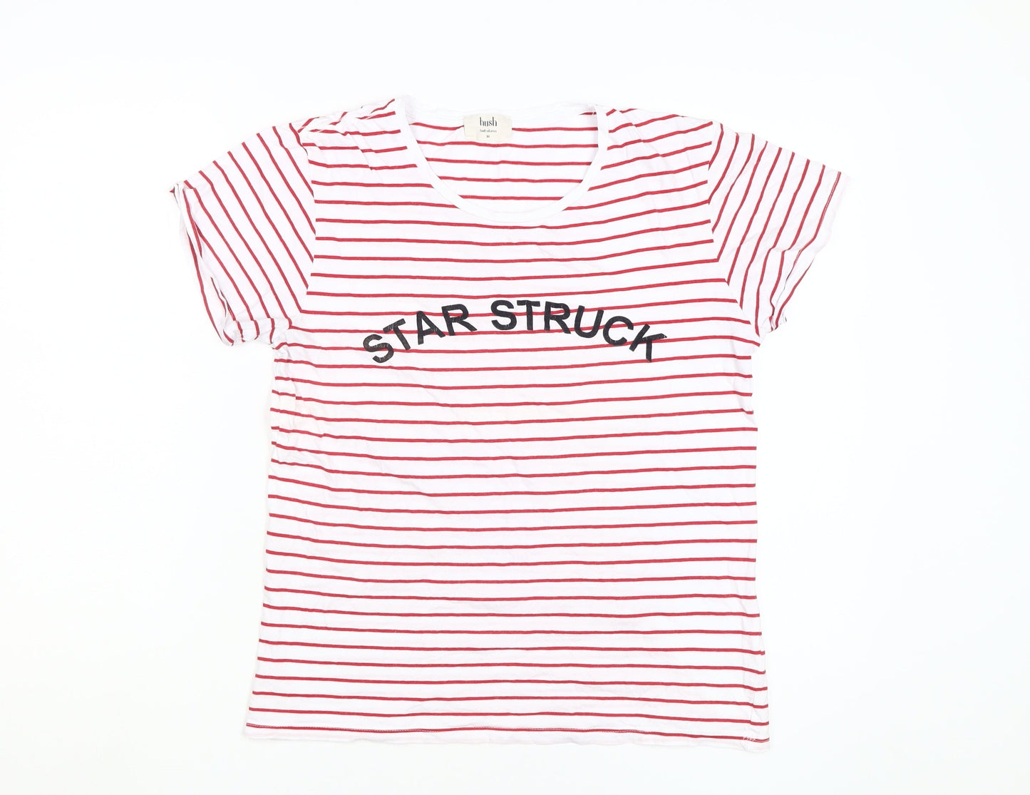 Hush Women's Red Striped T-Shirt, XS, Scoop Neck
