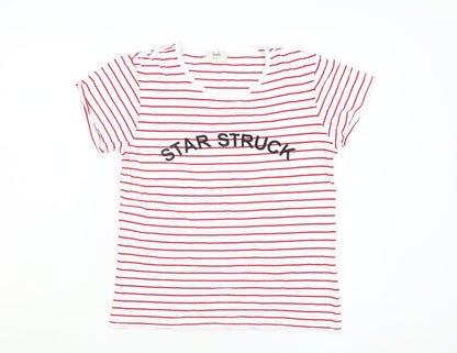 Hush Women's Red Striped T-Shirt, XS, Scoop Neck