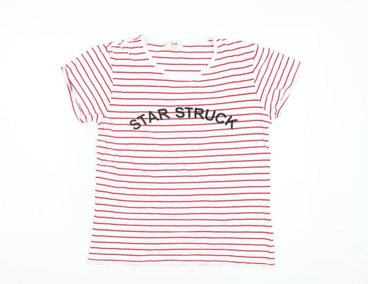 Hush Women's Red Striped T-Shirt, XS, Scoop Neck