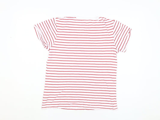 Hush Women's Red Striped T-Shirt, XS, Scoop Neck