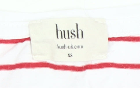 Hush Women's Red Striped T-Shirt, XS, Scoop Neck
