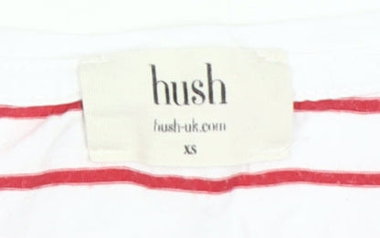 Hush Women's Red Striped T-Shirt, XS, Scoop Neck