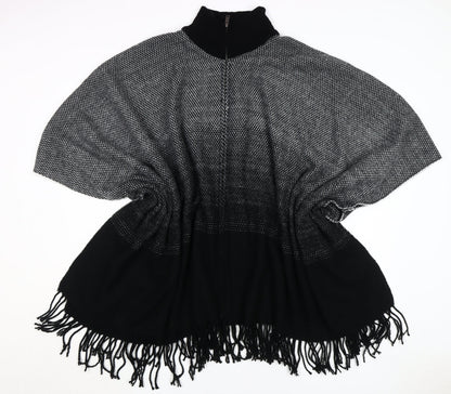 Womens UK Size One Size Apricot Black Cape Jumper