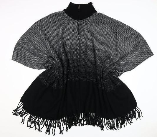 Apricot Women's Black High Neck Cape Jumper