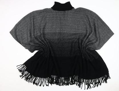 Womens UK Size One Size Apricot Black Cape Jumper