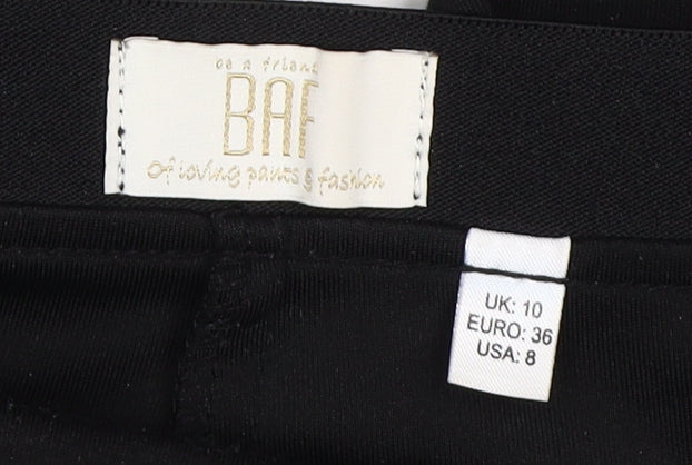 BAF Women's Black Slim Trousers, Size 10, Stretch Zip Pockets