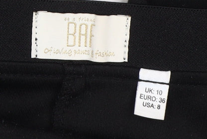 BAF Women's Black Slim Trousers, Size 10, Stretch Zip Pockets