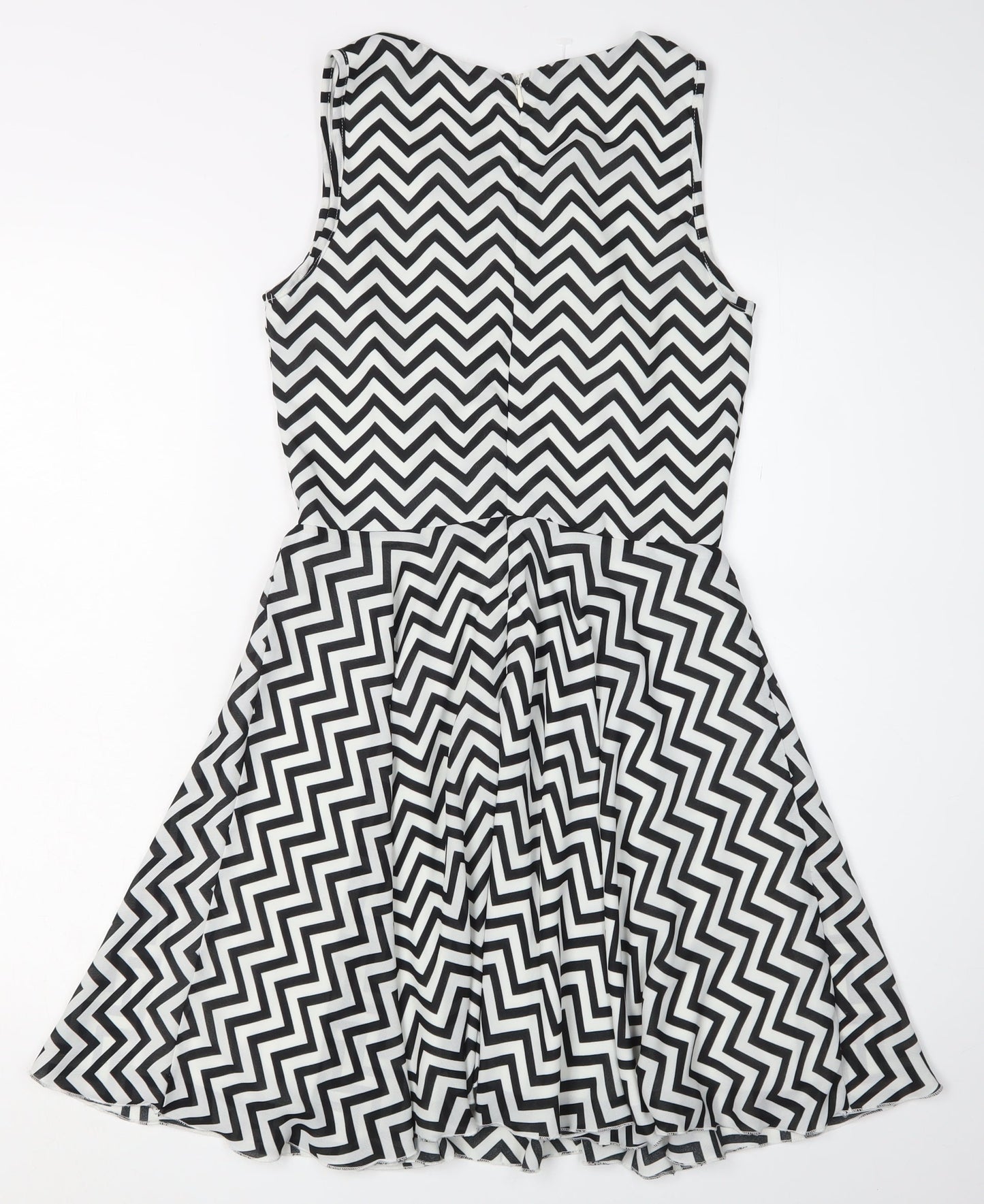 Quiz Women's White Chevron A-Line Dress Size 8