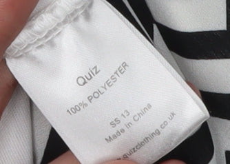 Quiz Women's White Chevron A-Line Dress Size 8