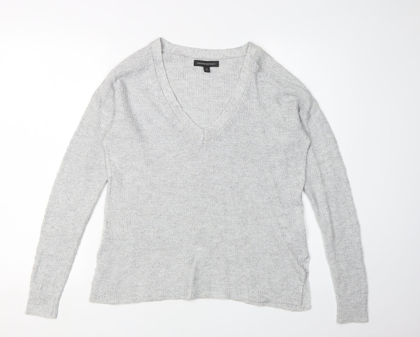 Banana Republic Women's Grey V-Neck Pullover Jumper XS