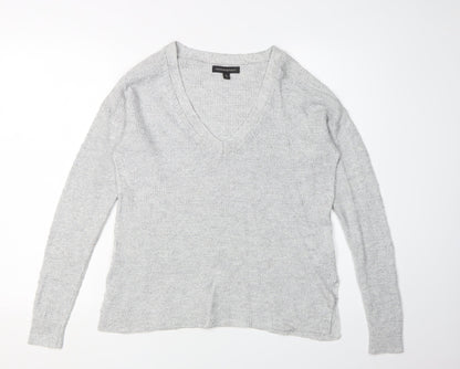 Banana Republic Women's Grey V-Neck Pullover Jumper XS