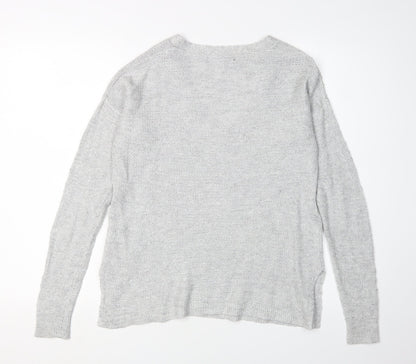 Banana Republic Women's Grey V-Neck Pullover Jumper XS