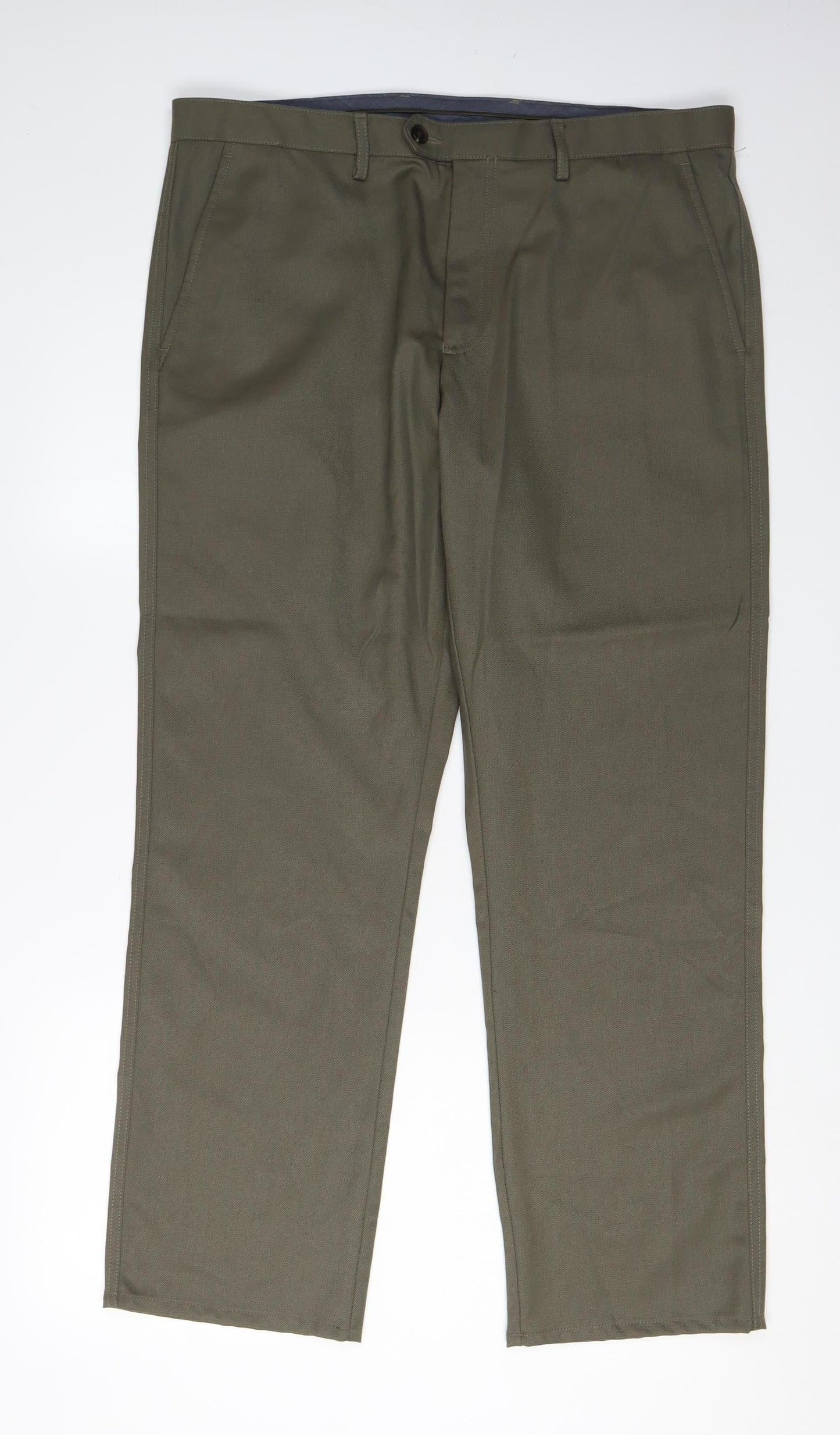 Jasper Conran Men's Green Trousers 36S Flat Front