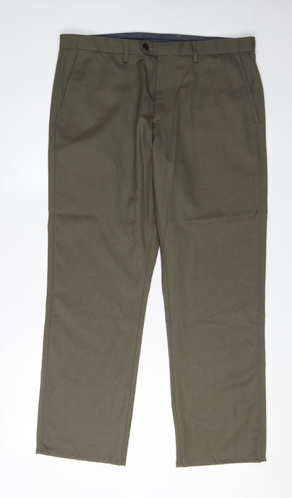 Jasper Conran Men's Green Trousers 36S Flat Front
