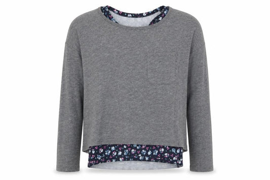 Front view of Abercrombie & Fitch Kids girls’ grey pullover t-shirt 7-8 years