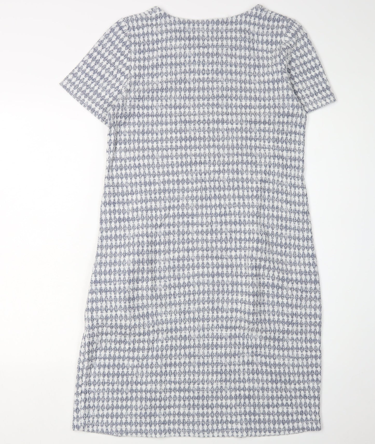 Mantary Women's Blue Geometric Knit Shift Dress