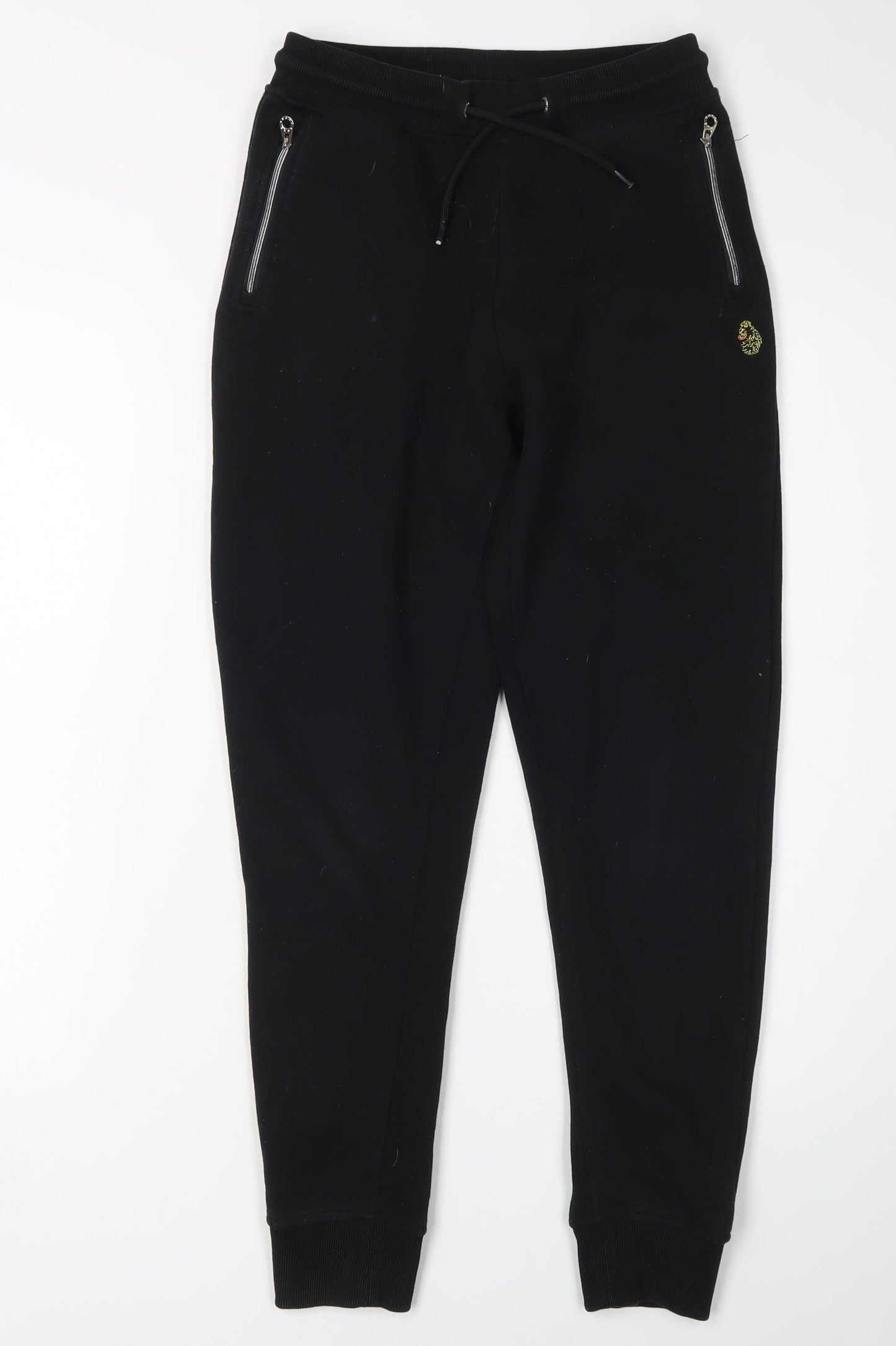 Luke Boys Black Jogger Trousers 12-13 Years Cotton Blend