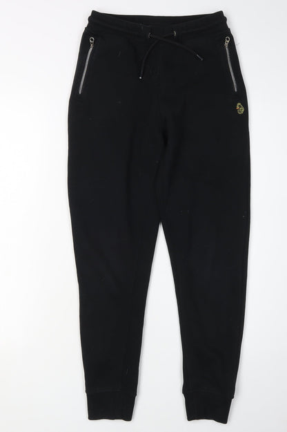 Luke Boys Black Jogger Trousers 12-13 Years Cotton Blend