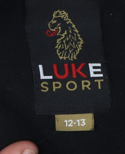 Luke Boys Black Jogger Trousers 12-13 Years Cotton Blend
