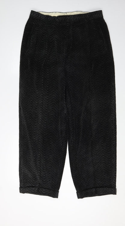 Manoni Men's Black Wool Corduroy Trousers
