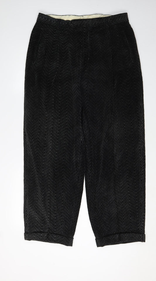 Manoni Men's Black Wool Corduroy Trousers