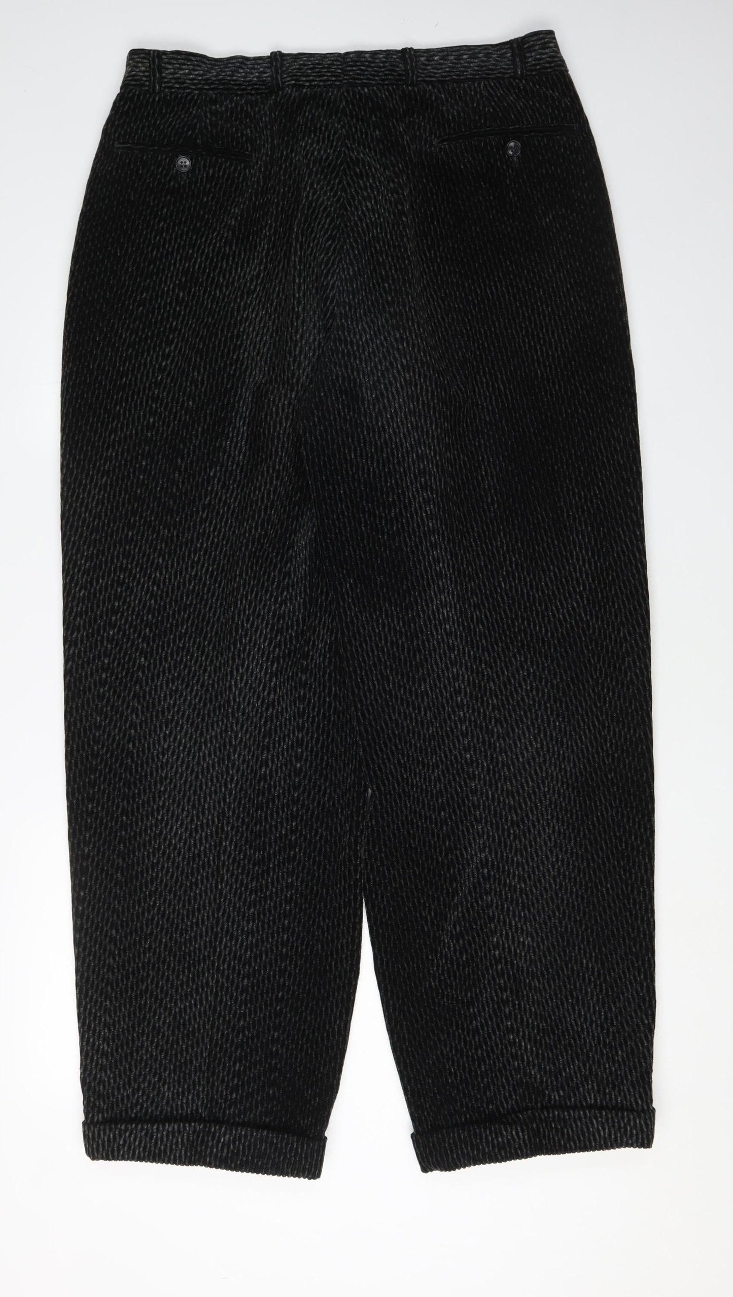Manoni Men's Black Wool Corduroy Trousers
