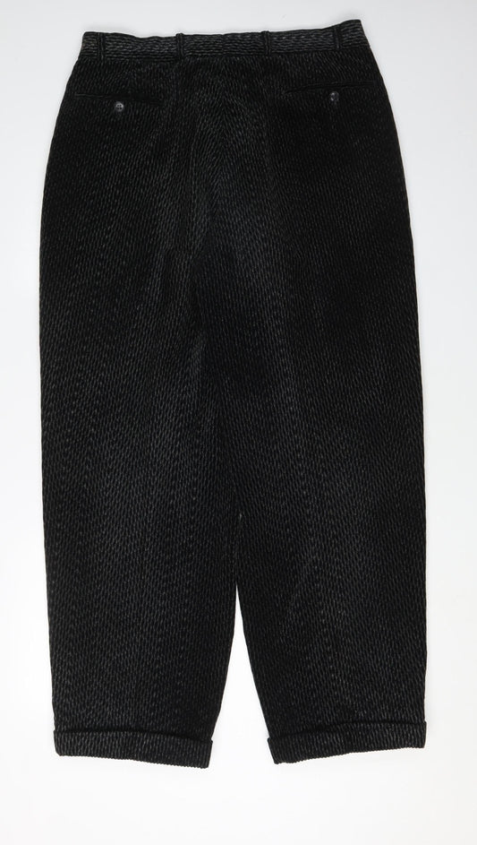 Manoni Men's Black Wool Corduroy Trousers