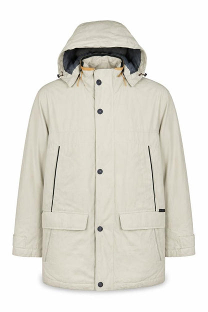 Bush Men's Beige Parka Coat, Size R36, Hooded Casual