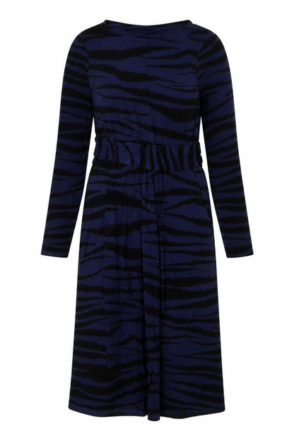 Boden Women's Blue Animal Print Long Sleeve Dress