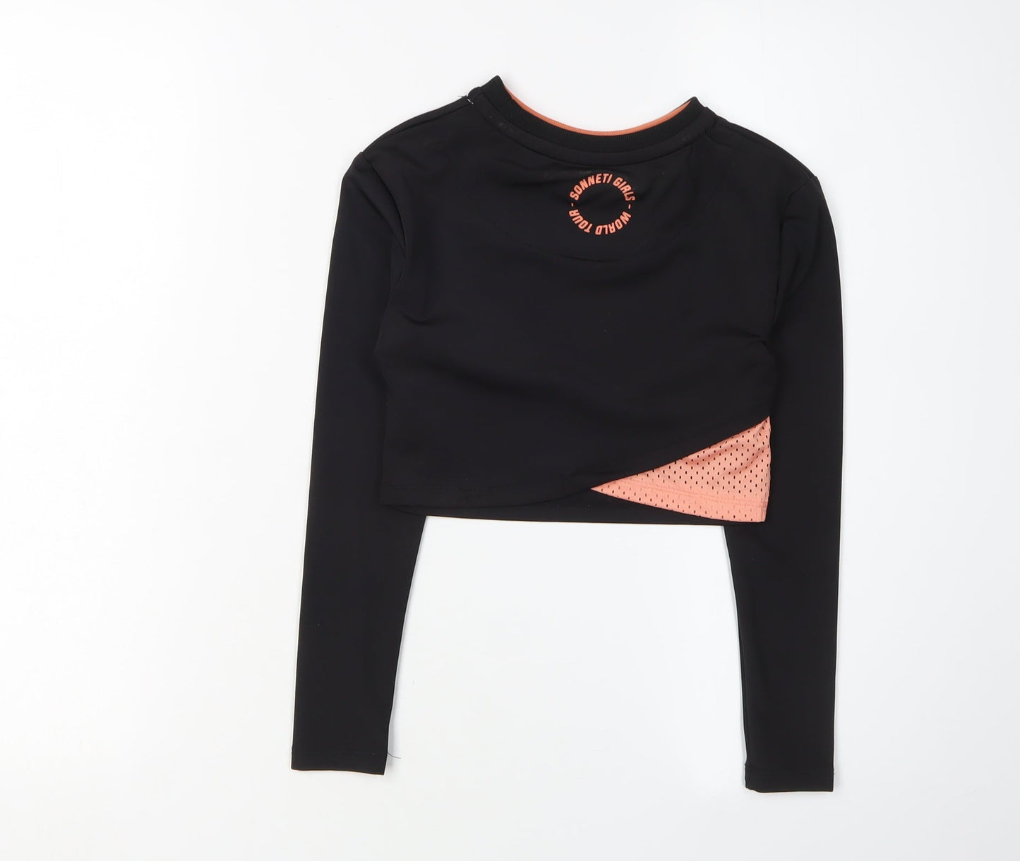 Sonneti Girls Black Cropped Long Sleeve Top, 8-10 Years, Casual