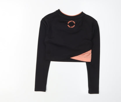 Sonneti Girls Black Cropped Long Sleeve Top, 8-10 Years, Casual