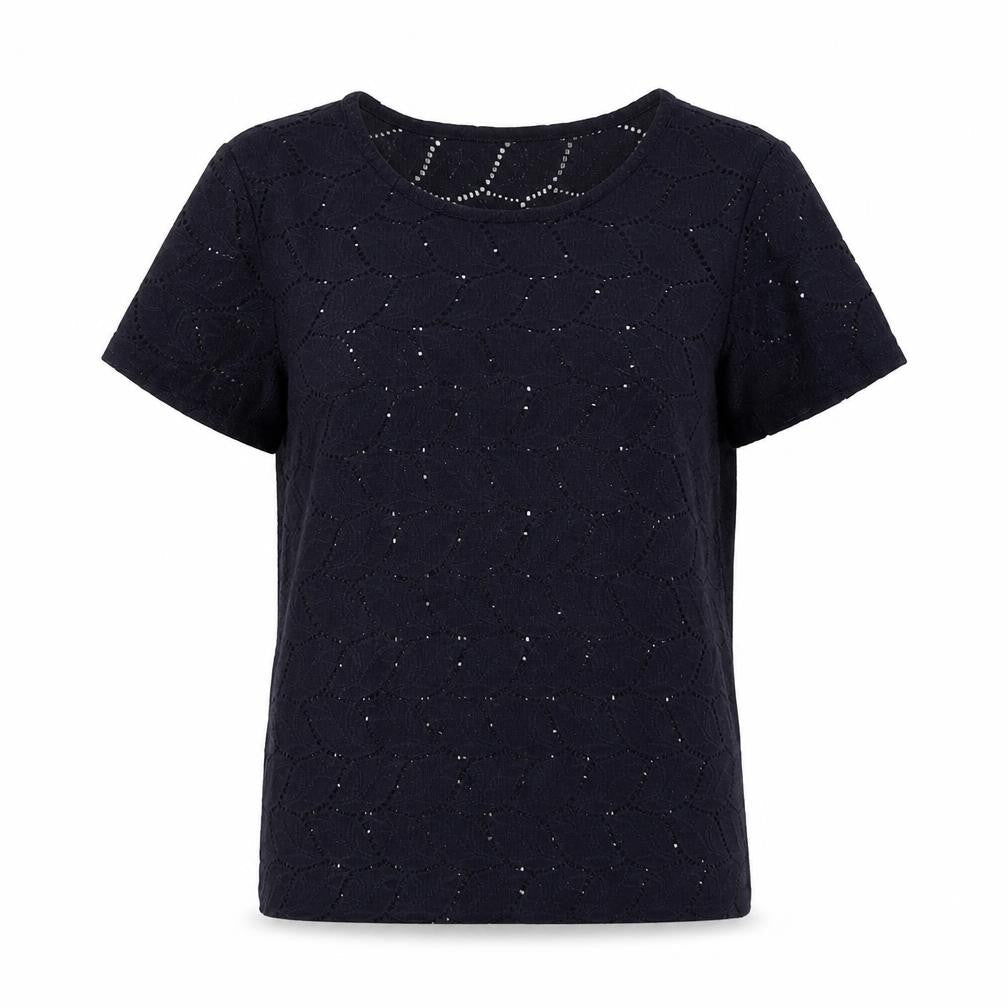 Front view of Jacqueline de Yong Women’s Black Knit T-Shirt XS