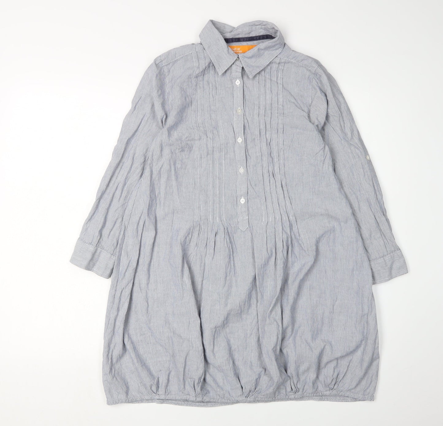 SoulCal Women Blue Striped Shirt Dress Size 8