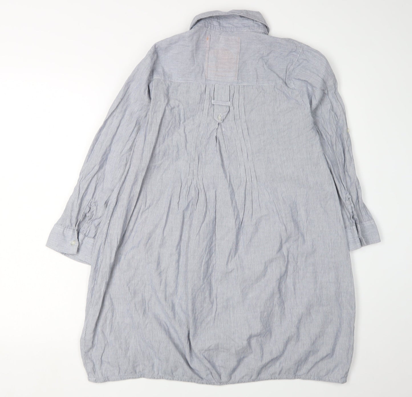 SoulCal Women Blue Striped Shirt Dress Size 8