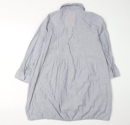 SoulCal Women Blue Striped Shirt Dress Size 8