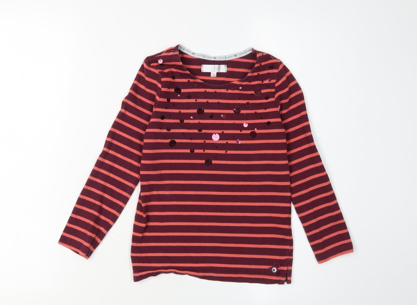 Jasper Conran Girls Red Striped Sequin T-Shirt 7-8 Years