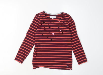 Jasper Conran Girls Red Striped Sequin T-Shirt 7-8 Years