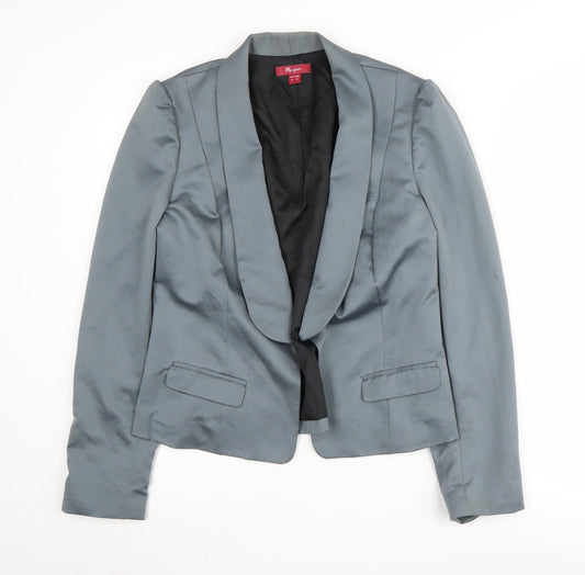 Monsoon Women's Grey Blazer Size 14 Shawl Lapel Suit Jacket