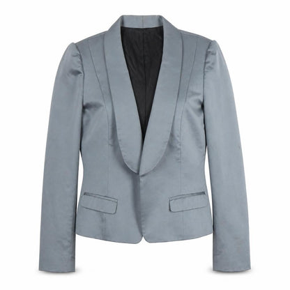 Monsoon Women's Grey Blazer Size 14 Shawl Lapel Suit Jacket