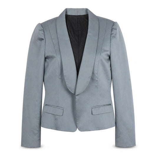 Monsoon Women's Grey Blazer Size 14 Shawl Lapel Suit Jacket
