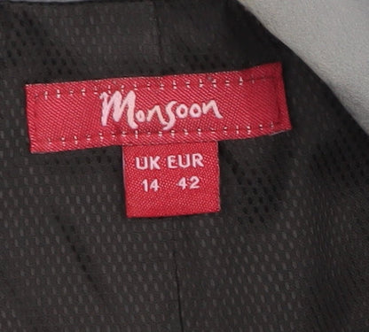 Monsoon Women's Grey Blazer Size 14 Shawl Lapel Suit Jacket