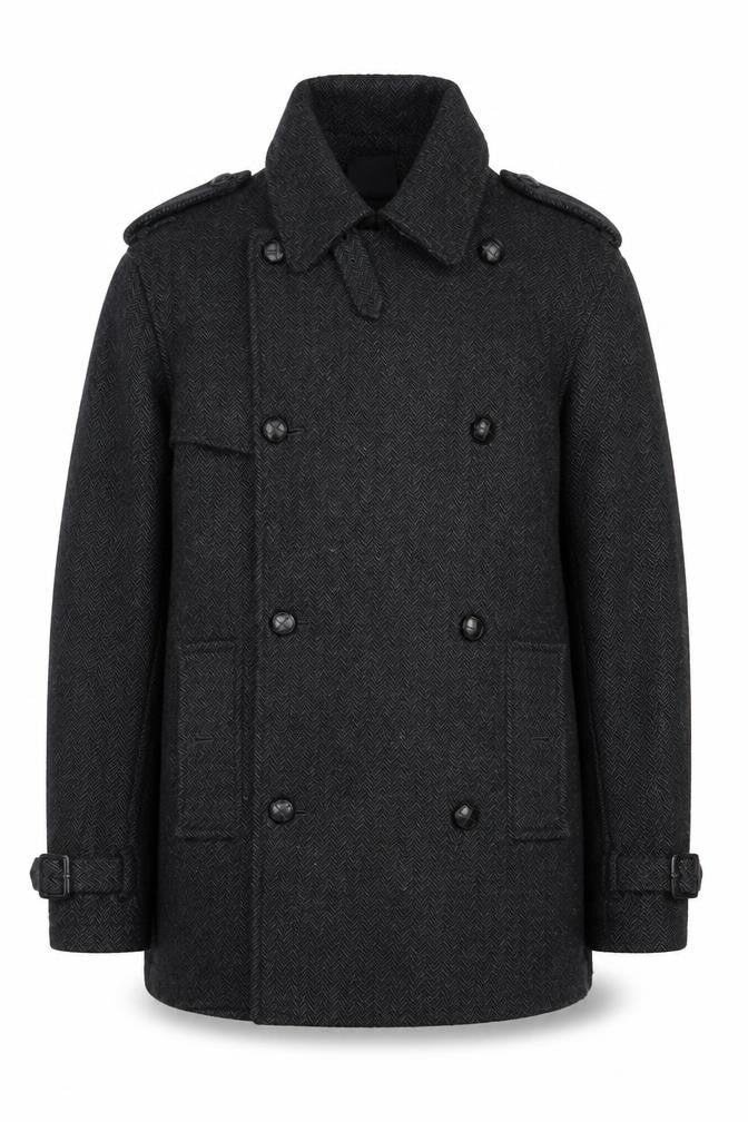 Mens UK Size S Topman Black Overcoat
